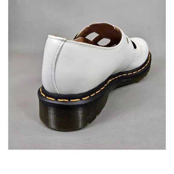 Dr. Martens Sz 8 White Mary Jane Shoes Buckle Doc Martens 8065 Smooth Leather - Picture 12 of 13